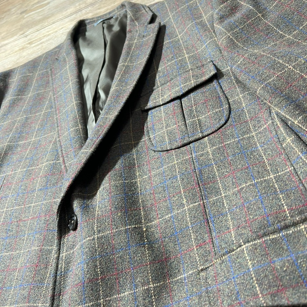 Silver Silk Plaid Blazer‎ Preppy Academia - Fits Smaller See Measurements - Picture 2 of 13
